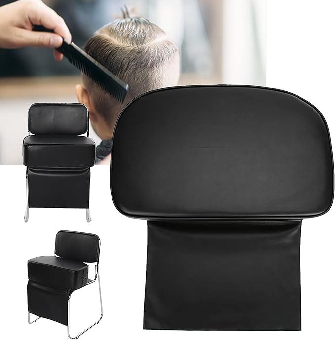 Salon Booster Seat Cushion for Hair Cutting, PU Barber Booster Salon Chair for Hair Stylist, Portable Barber Chairs Spa Equipment, Black, 19.3 x 6.1inch