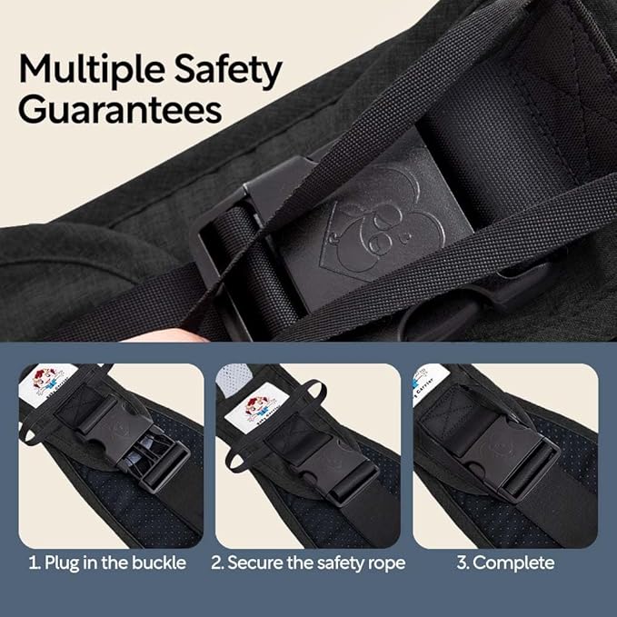 Baby Sling Carrier with Hip Seat - Breathable & Adjustable, Anti-Slip Design for Infants 0-36 Months, ASTM Certified, Ergonomic Hands-Free Carrier Carrying 8-35lbs (Black)
