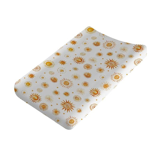 Watercolor Suns Totem Changing Pad Covers Boho Sunshine Diaper Changing Table Sheets for Girl Boy Golden Suns Soft Breathable Stretchy Snug Fitted Baby Changing Pad Table Mats 32''x16''