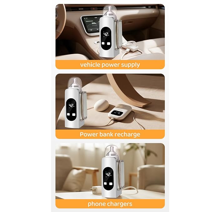 Hilitand Portable Bottle Warmer USB Rechargeable Baby Bottle Warmer 5200mAh Travel Bottle Warmer with Precise Temperature Control for Home Outdoor Travel