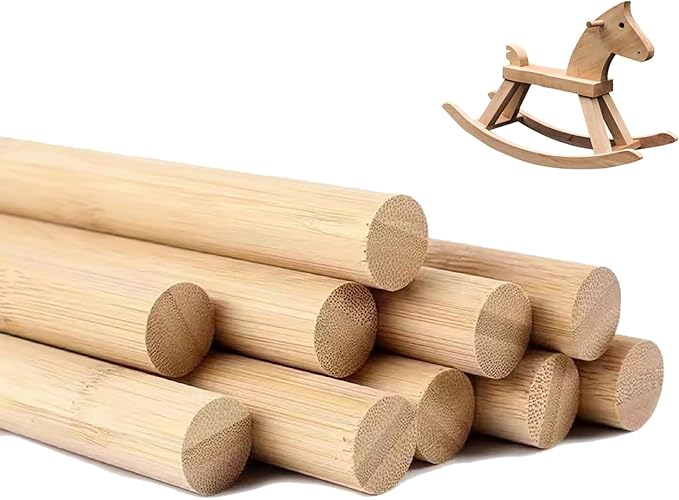 1 x 36 Inch 2 PCS Dowel Rods Wood Sticks Wooden Dowel Rods - Unfinished Bamboo Sticks - for Crafts and DIYers
