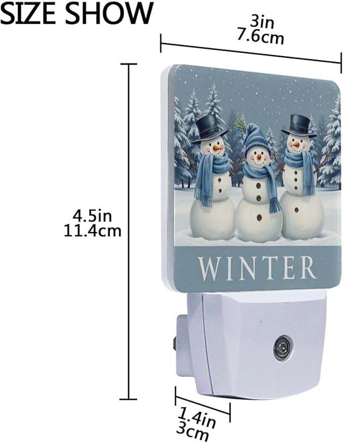 Aslsiy Night Light for Kids Snowmans in Snowy Forest Blue (1) Plug in Wall Lamp LED Dusk to Dawn Sensor Energy Saving Nightlight for Boys Girls Men Women