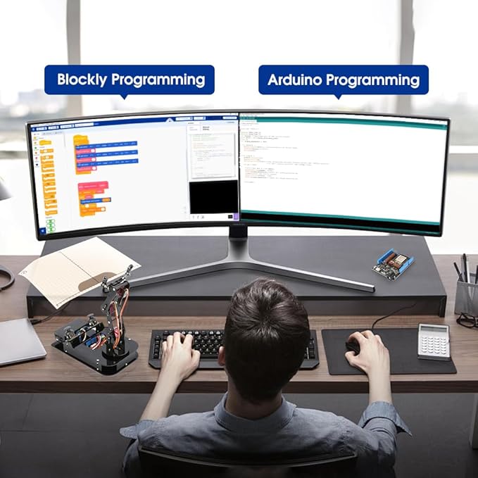 ACEBOTT 4 DOF ESP32 Robotic Arm Kit for Kids 8-12, Robotics Kit App Remote Control Robot Toys Compatible with Arduino, STEM Educational DIY Robot Arm Kit Gift for Teenagers & Adults