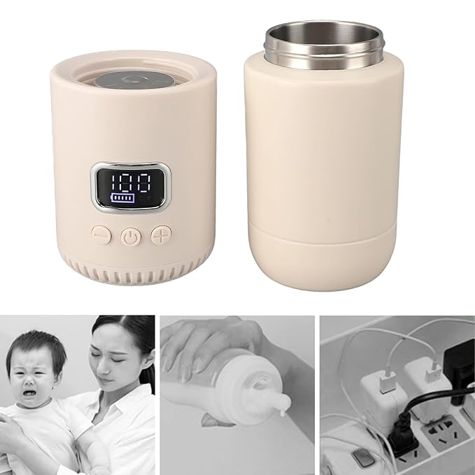 Portable Milk Warmer for Travel, 400ML Large Capacity Portable Bottle Warmer, Electric Hot Water Boiler for Breastmilk On The Go, Temperature Control 37℃ to 55℃