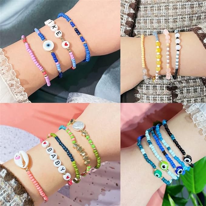 15 Color 4mm Small Assorted Glass Seed Beads,3mm Bugle Beads Friendship Bracelet Kit,2mm Tiny Tube Bead for Jewelry Making(Purple)