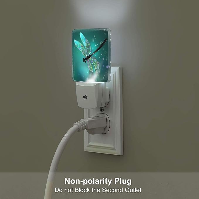 Green Dragonfly Night Light,Plug Into Wall Decor for Stairway,Hallway,Kitchen,Dusk to Dawn Sensor Nightlights for Boys/Girls/Women/Men Room Gifts
