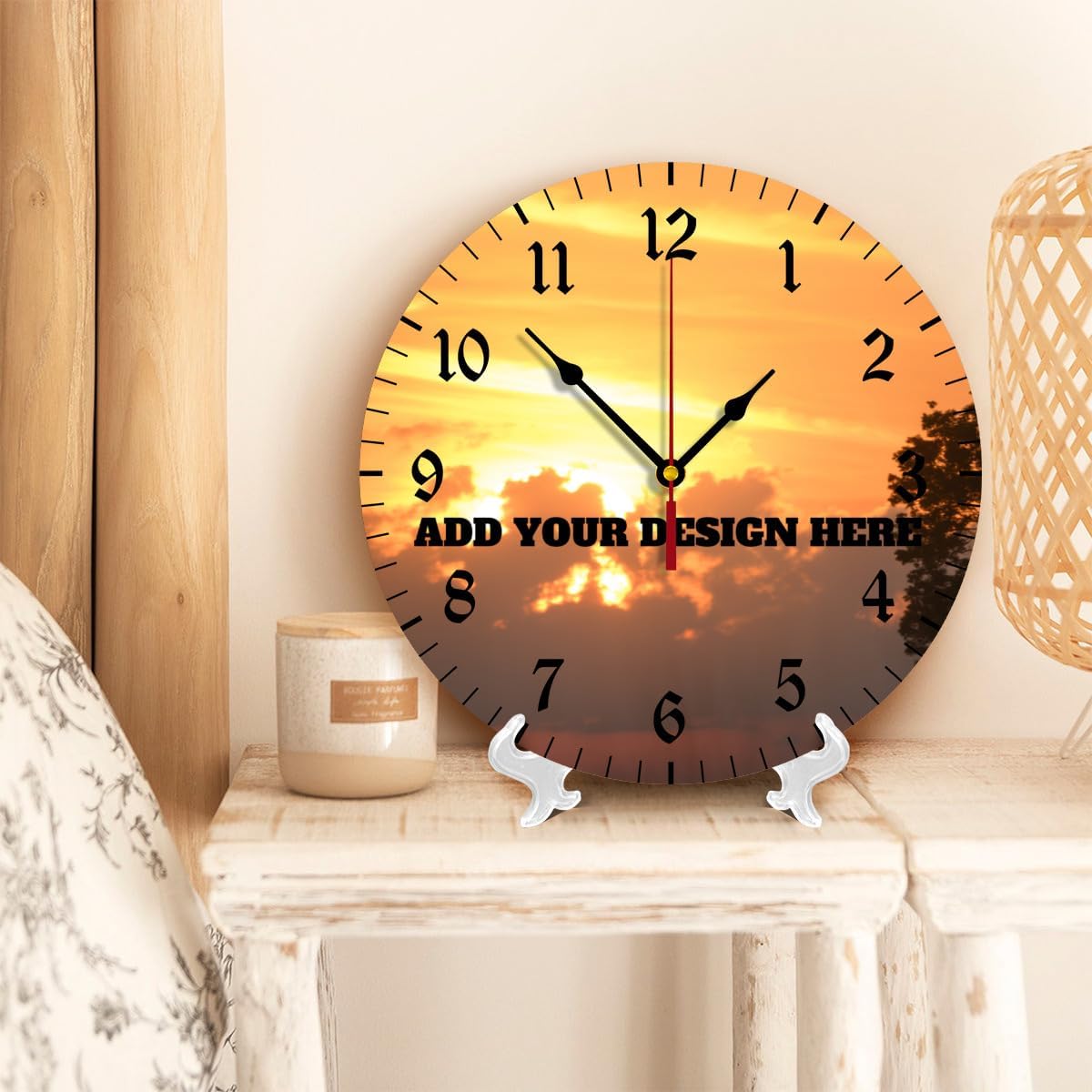 Generic Custom Wall Clock Personalized Clocks with Photo Text Logo Silent Non Ticking Round Decoration for Kitchen Creative, 10inch-25cm