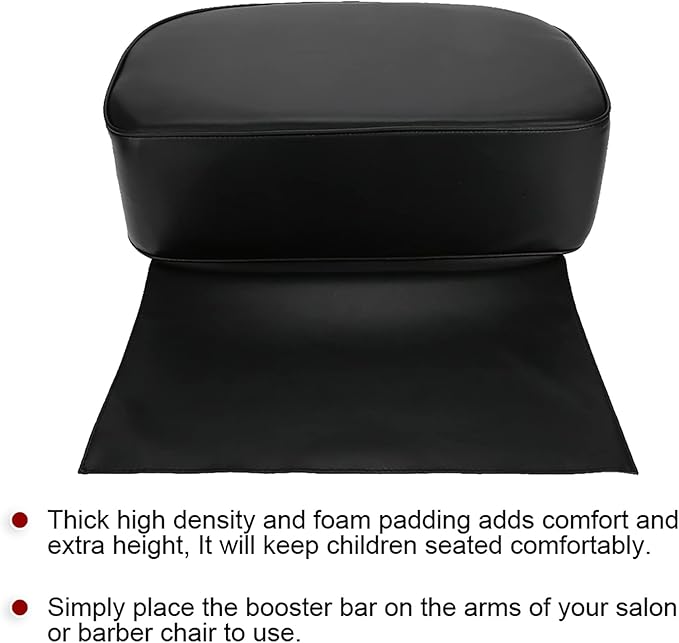 Salon Booster Seat Cushion for Hair Cutting, PU Barber Booster Salon Chair for Hair Stylist, Portable Barber Chairs Spa Equipment, Black, 19.3 x 6.1inch
