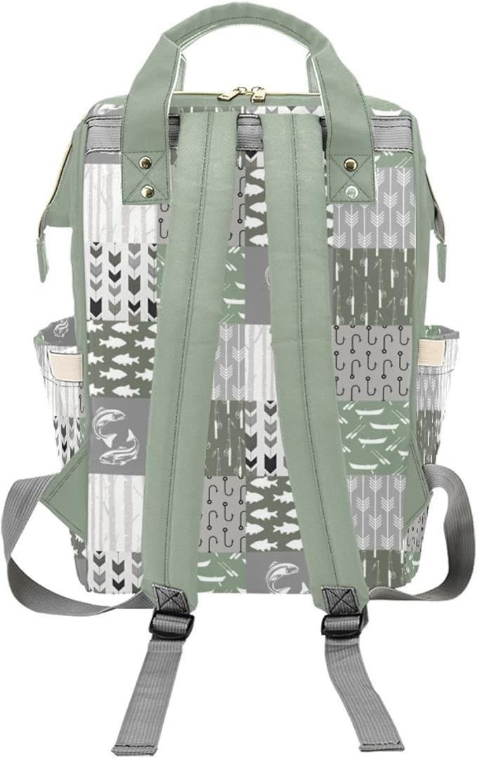 Personalized Fishing Diaper Bag with Name – Custom Baby Bag, Nursing Tote Backpack for Mom, Custom Name Mommy Daypack, Shower Gift for Baby