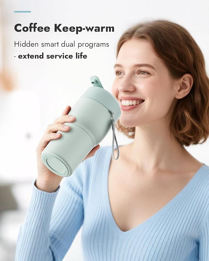 Papablic Pro Portable Bottle Warmer for Travel– Fast Heating, Steam Sterilizer, 30W Fast Charge, 5-Temp Control, Easy-Clean Wide Mouth, Baby Milk Warmer for Breastmilk & Formula, Almond Rose