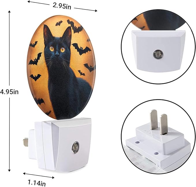 EKOBLA Black Cat Night Light Cool Animal Halloween Night Lights Plug into Wall Dusk to Dawn Sensor Plug-in Nightlights LED Gifts for Men Women Boys Girls Home Decor