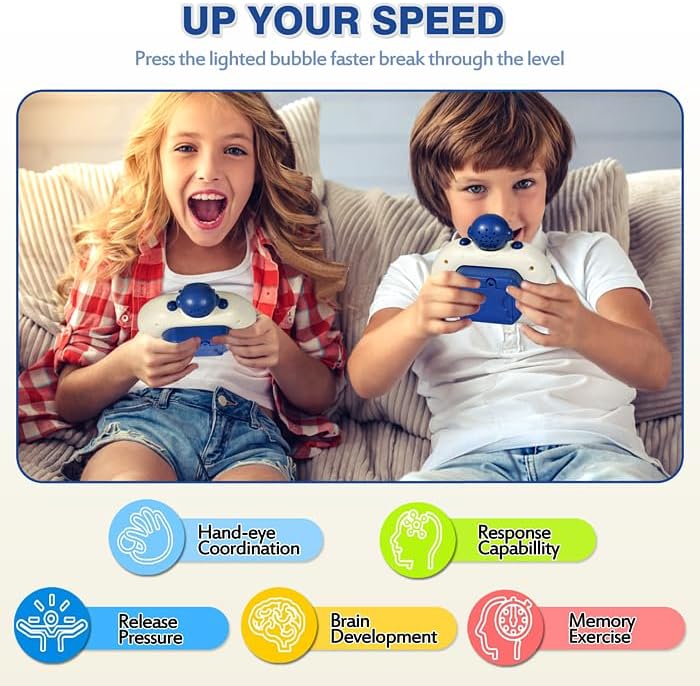 Quick Push Game Fidget Toys for Kids, Quick Push Pop Game 6 Modes Games, Fast Push Bubble Game, Pop Game Fidget Sensory Toys, Christmas Birthday Gifts for 3-12 Year Old Girls Boys