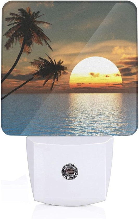 Led Night Light, Sunset Palm Decorative Plug in Nightlights,with Smart Auto Dusk to Dawn Night Light for Bedroom, Kitchen, Nursery, Bathroom