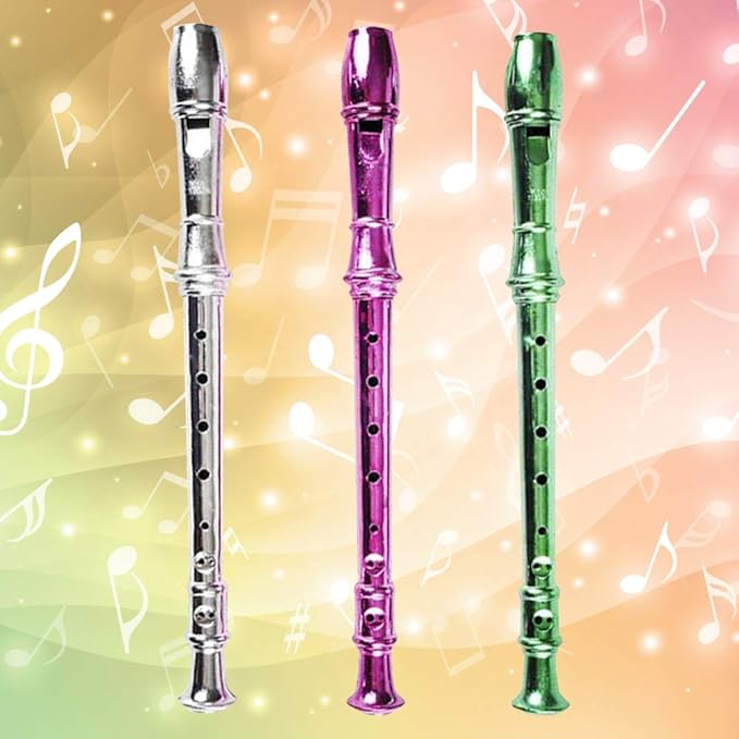 ArtCreativity 13 Inch Metallic Flutes - Set of 3 - Plastic Musical Instrument for Kids - Metallic Colors - Durable Music Toys for Toddlers, Boys, Girls - Fun Gift and Birthday Party Favor for Children