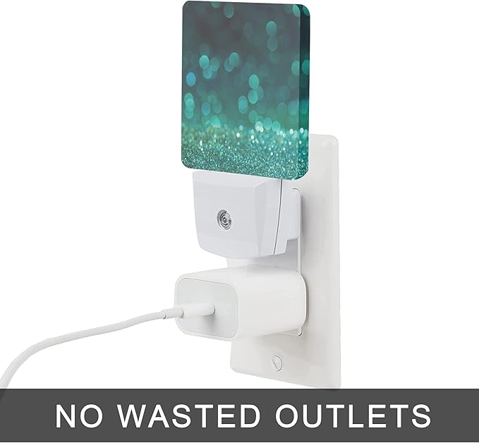 Green Glitter Night Light,Plug in Night Lights 0.5W Sleep Friendly for Boys Girls Led Night Light Dusk to Dawn Sensor Nightlight for Stairway/Hallway/Kitchen