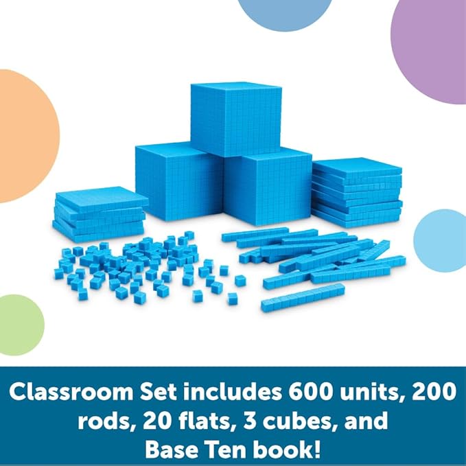 Learning Resources Plastic Base Ten Class Set - 823 Pieces, Ages 6+ Math Learning Activities for Kids, Math Games, Homeschool and Classroom Supplies