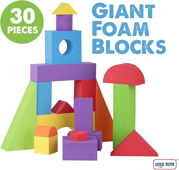 Large Building Foam Blocks for Toddlers – Giant Jumbo Big Building Blocks (30 Pieces)
