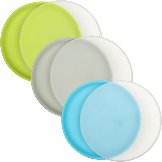 WeeSprout Baby & Toddler Non-Suction Plates with Lids, 100% Food Grade Silicone Plates, Premium Hard Plastic Lids, Unbreakable Design, Microwave & Dishwasher Safe, 3 Pack