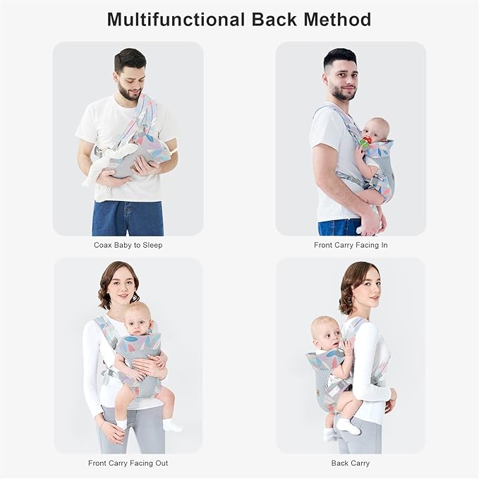 IULONEE Baby Carrier, Embrace Cozy 4-in-1 Infant Carrier Ergonomic Adjustable Holder Portable Convertible Front and Back Backpack Carry for Infants Toddlers Babies Girl and Boy 7-45 Pounds (Blue)