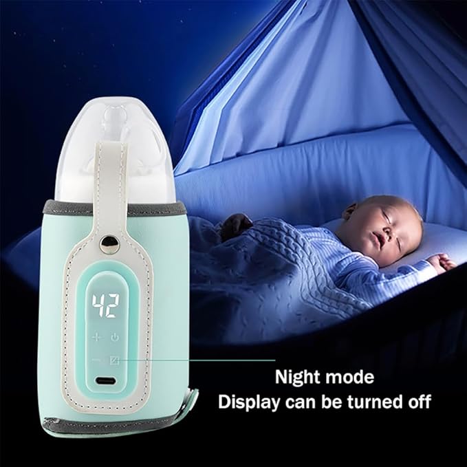 Baby Bottle Keep Warmer,Portable Travel Mug Milk Heater Thermostatic Bottle Cover Milk Bottle Heating Warmer Multifunction Thermostatic Bottle Sleeve with Tpye-E Cable for Coffee Tea,Pink