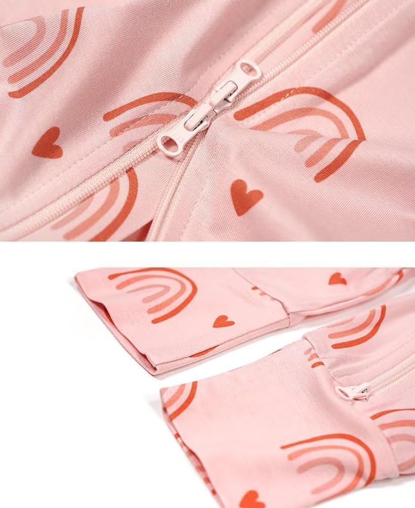 Teach Leanbh Toddler Unisex Baby Bamboo Viscose Pajamas 2 Way Zipper Short Sleeve Footless Romper Jumpsuit Sleep and Play