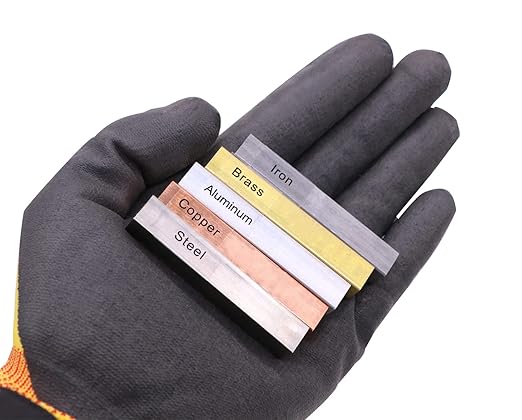 5Pcs Metal Block Set-Brass, Copper,Iron,Steel & Aluminum for Density Investigation,Specific Gravity,Collectible,Specific Heat Experiment