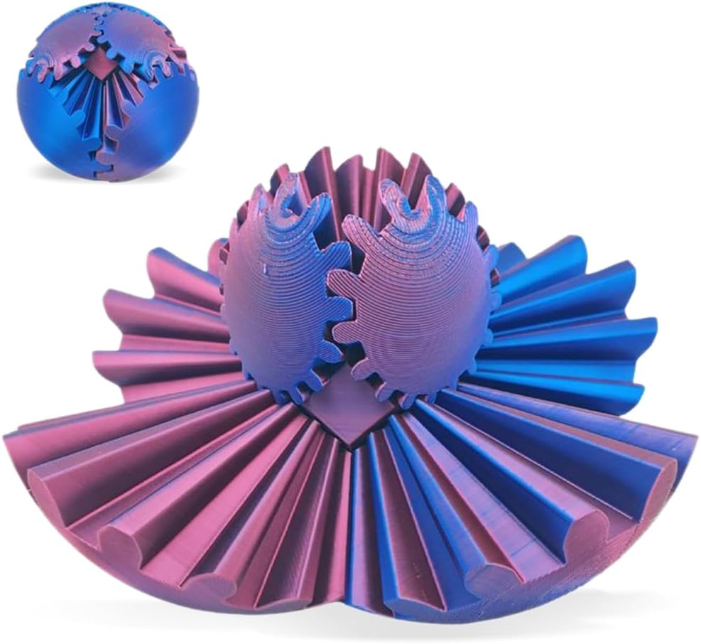 3D Printed Gear Ball, Gears phere Gear Ball Fidget Toy, Puzzle Balls, Fidget Ball, Cube Fidget Toy ,Gear Ball Toys for Classroom Prizes, Party Birthday, Anxiety Relaxing and Stress. (Purple)