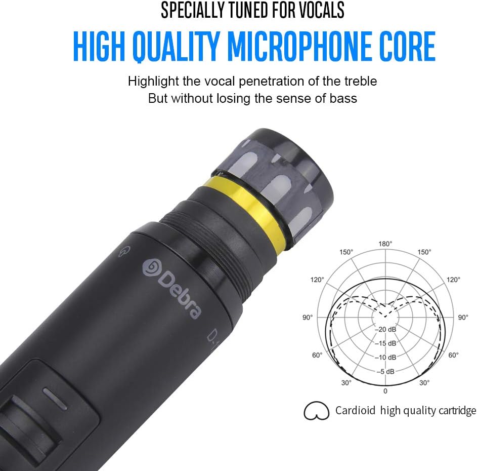 D Debra Audio D-440 UHF 4-Channel Wireless Microphone System with 4 Cordless Mics, Home Karaoke KTV Set, Ideal for Party, Church, Weddings, Stage, DJ, Outdoor, 300 Ft (2 Handheld & 2 Bodypack)