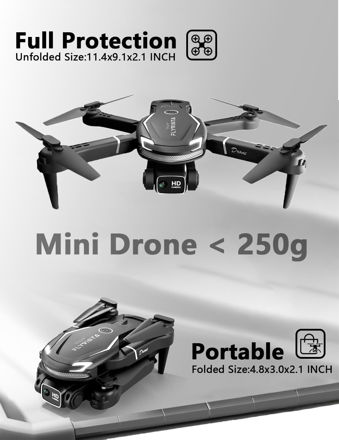Cool Mini Drone with Camera for Kids Adults Beginners, 1080P FPV Camera Remote Control Drone for Kids with 3 Batteries, One-Click Take Off/Landing, Altitude Hold, Headless Mode, 360° Flips, 3-Gear Speeds , Emergency Stop, Toys Gifts for Kids