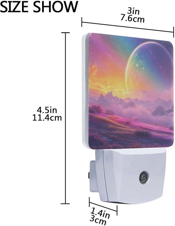 Aslsiy Night Light for Kids Rainbow Fantasy Universe (7) Plug in Wall Lamp LED Dusk to Dawn Sensor Energy Saving Nightlight for Boys Girls Men Women