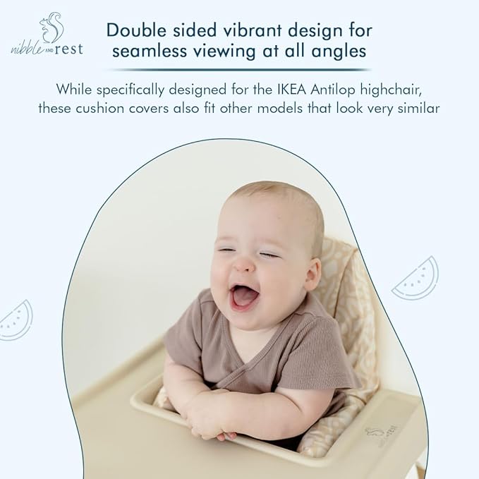 Nibble and Rest Highchair Cushion Cover for Inflatable Cushion, Compatible for IKEA Antilop Highchair,Accessories Stain-Proof and Wipeable Cover (Cushion NOT Included)(Sand Savannah)