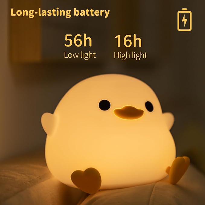 Cute Dodo Duck Night Light, LED Squishy Night Lamp, 2 Gears Dimmable Nursery Nightlight for Kids, Rechargeable Touch Lamp, Dorm Decor, Kids Funny Gifts (Dodo Duck)