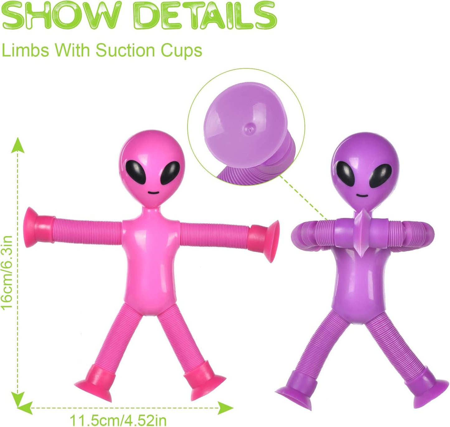 Telescopic Suction Cup Alien Toy, 4 Pieces Novel Kids Suction Cup Toys, Funny Fidget Toys, Pop Tubes Sensory Toys for Kids, Decompress Educational Sensory Toys for Kids & Adult