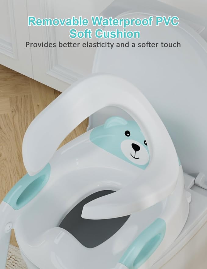 Potty Training Seat with Step Stool Ladder, Potty Training Toilet Seat with Soft Seat Splash Guard, Adjustable Height, 2 in 1 Potty Seats for Toddlers Kids Boys Girls