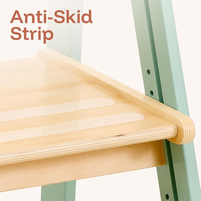 Nordi Foldable Toddler Kitchen Tower, Montessori Kitchen Stools Helper, Standing Tower with 3 Adjustable Heights, Suitable Age for 2-6 Years, Sage