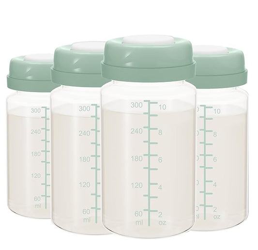 10oz Breastmilk Storage Bottle for Momcozy Milk Cooler 22oz, Breast Milk Cooler Bottles for Fridge, Wide Neck Pump Bottles Compatible with Spectra Motif Luna, Travel Breastfeeding,4PCS
