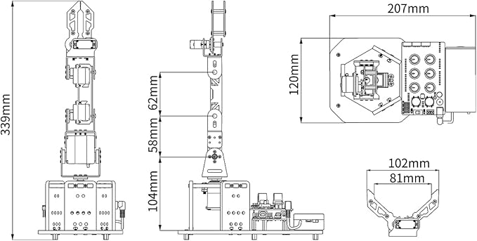 Robotic Arm with Arduino 5DOF/Axis AI Smart Robot Arm Open Source STEM Educational Building Robotics & Engineering Kits, Science/Coding/Programming Set, miniArm Starter Kit