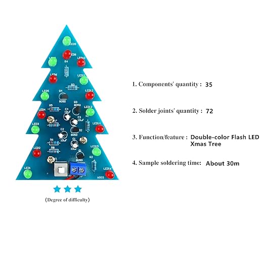 Soldering Practice Kit DIY Mini 2-Color Xmas Tree Plug-in Circuit Kit Learn Soldering Kit for Beginners