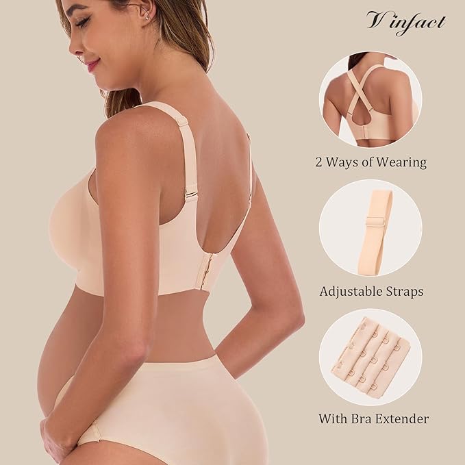 Vinfact 3 Pack Nursing Bras for Breastfeeding Comfort Maternity Bras for Pregnancy Wireless Seamless Breastfeeding Bras