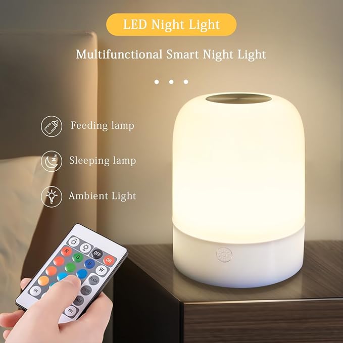 Night Light for Baby Nursery 13 Colors Bedside Touch Sensor Night Lamps for Kids Breastfeeding and Sleep Aid, USB Rechargeable Nursery Lights with Dimmable, Warm Light