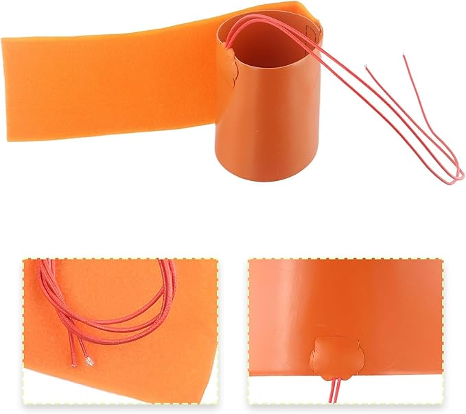 12V 240W Flexible Silicone Heating Mat Pad Element Bottle Heater Orange 10x30cm with 50cm Cable for Cars Trucks