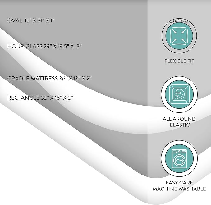 Featherhead™ 2-Pack Fitted Crib Sheets - 100% Cotton - 52" x 28" x 9" for Standard Crib and Toddler Mattress (Bassinet Sheets - White/Grey)