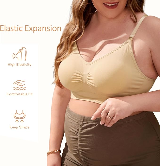 iloveSIA 4Pack Nursing Bra for Breastfeeding Maternity Bra for Pregnancy Seamless Wireless Fit Bra Regular & Plus Size M-4XL