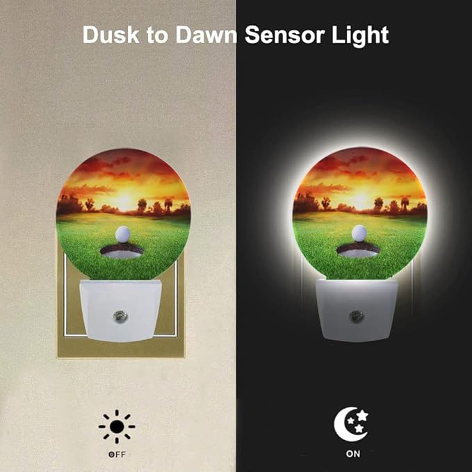 EKOBLA Golf Ball LED Night Light Golf Course Grassland Plug-in Nightlights Home Auto Sensor LED Dusk to Dawn Light for Bedroom Bathroom Kitchen Corridor