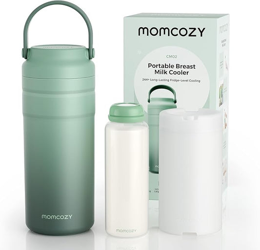 Momcozy Portable Breast Milk Cooler for Travel, 24H Ice-Free Cooling Breastmilk Storage Bottles Container, 12oz Leak Proof Outdoor Small Freezer, Baby Breastfeeding Essential Gift for New Moms