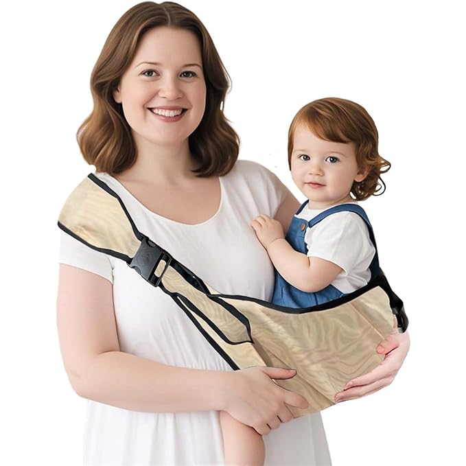Baby Sling Carrier Toddler Carrier Boys Girls Newborn to Toddler Safety Adjustable Non-Slip Baby Half Wrapped Sling Baby -Carrying 8-35lbs Beige Zebra