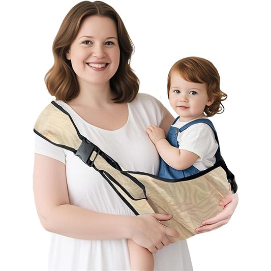 Baby Sling Carrier Toddler Carrier Boys Girls Newborn to Toddler Safety Adjustable Non-Slip Baby Half Wrapped Sling Baby -Carrying 8-35lbs Beige Zebra