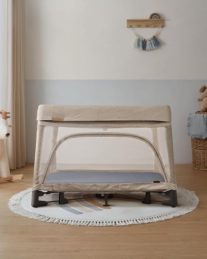 Blissful Diary Muslin Mini Crib Sheets, Pack and Play Mattress Sheets Fitted for Pack N Play, Soft Cotton for Boys Girls, 2 Pack(Light Blue&Grey)