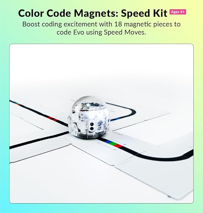 Ozobot Color Code Magnets Speed Kit: Interactive Coding Learning Tool for Kids Ages 3+, Enhances Logic & Problem-Solving Skills, 18 Tiles, Evo & Color Codes Magnets Base Kit Required Not Included