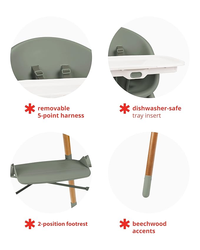 Skip Hop Baby High Chair 4-in-1 Convertible High Chair, EON, Thyme